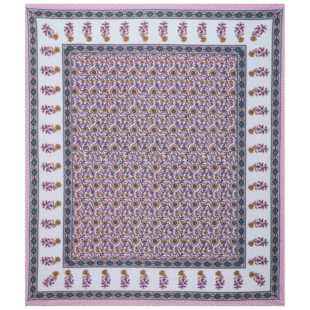 Rudra Bazaar Pink 210 TC Cotton Double King Bedsheet With 2 Pillow Covers