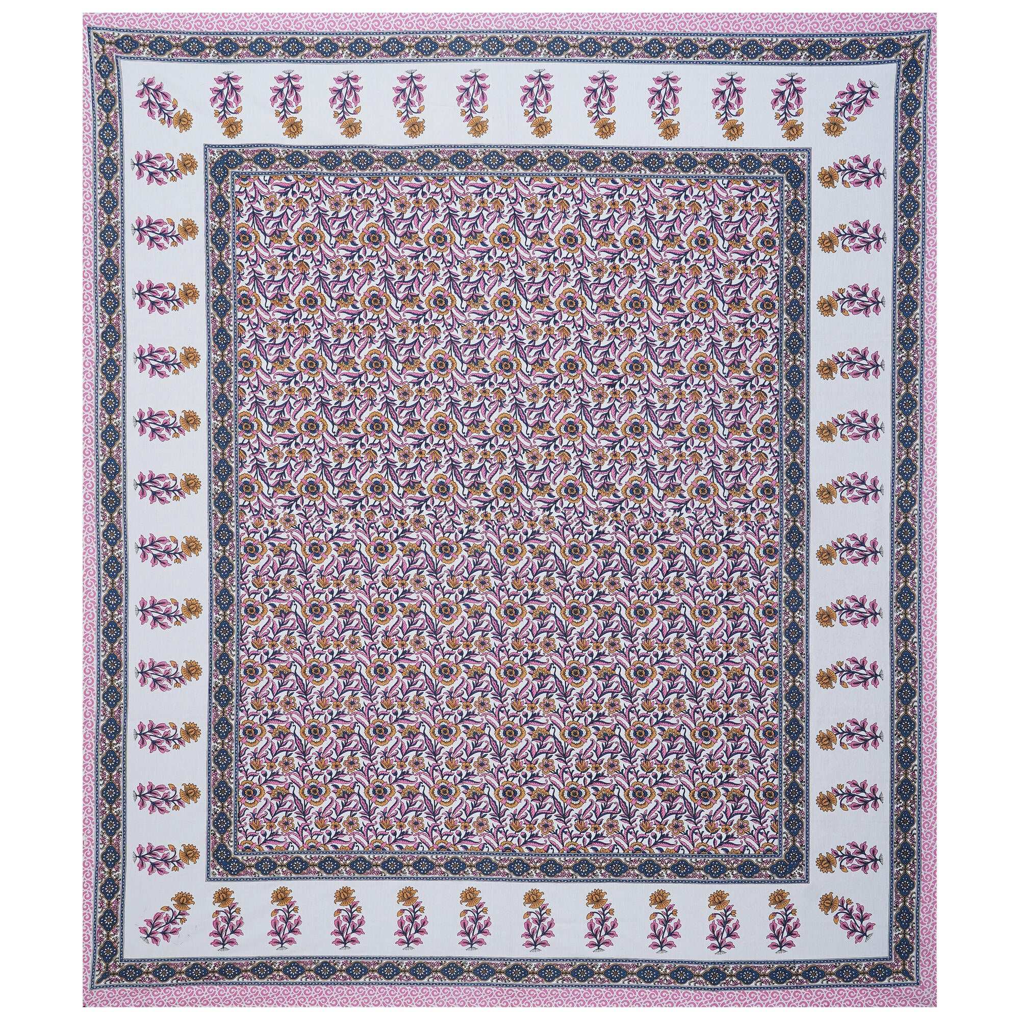 Rudra Bazaar Pink 210 TC Cotton Double King Bedsheet With 2 Pillow Covers