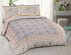 Rudra Bazaar Blue 210 TC Cotton Double King Bedsheet With 2 Pillow Covers