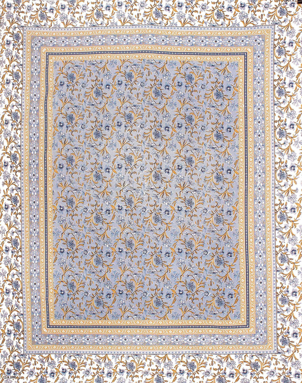 Rudra Bazaar Blue 210 TC Cotton Double King Bedsheet With 2 Pillow Covers