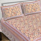 Rudra Bazaar Brown 210 TC Cotton Double King Bedsheet With 2 Pillow Covers