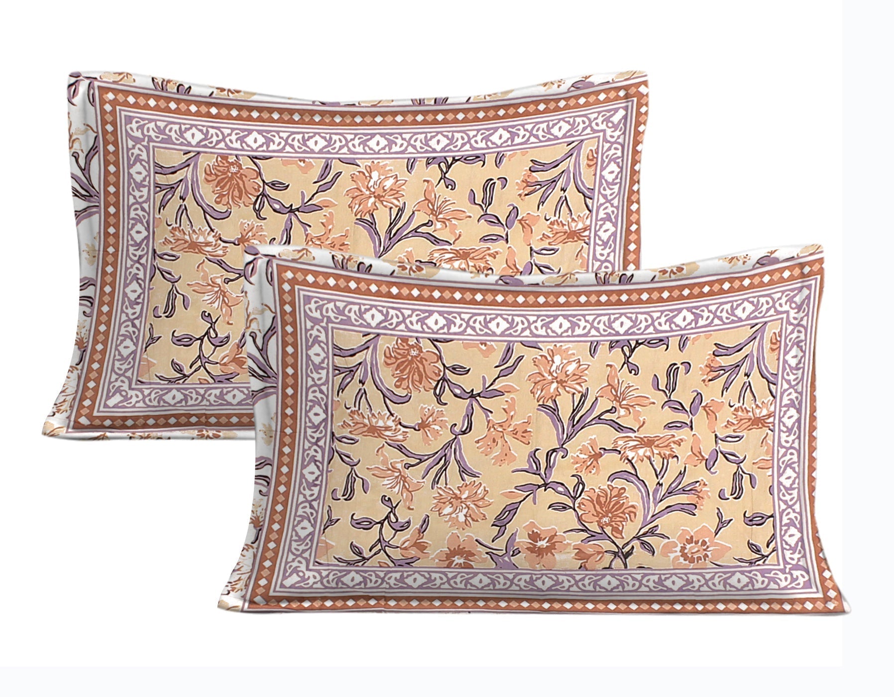 Rudra Bazaar Brown 210 TC Cotton Double King Bedsheet With 2 Pillow Covers