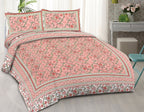 Rudra Bazaar Pink 210 TC Cotton Double King Bedsheet With 2 Pillow Covers