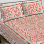 Rudra Bazaar Pink 210 TC Cotton Double King Bedsheet With 2 Pillow Covers