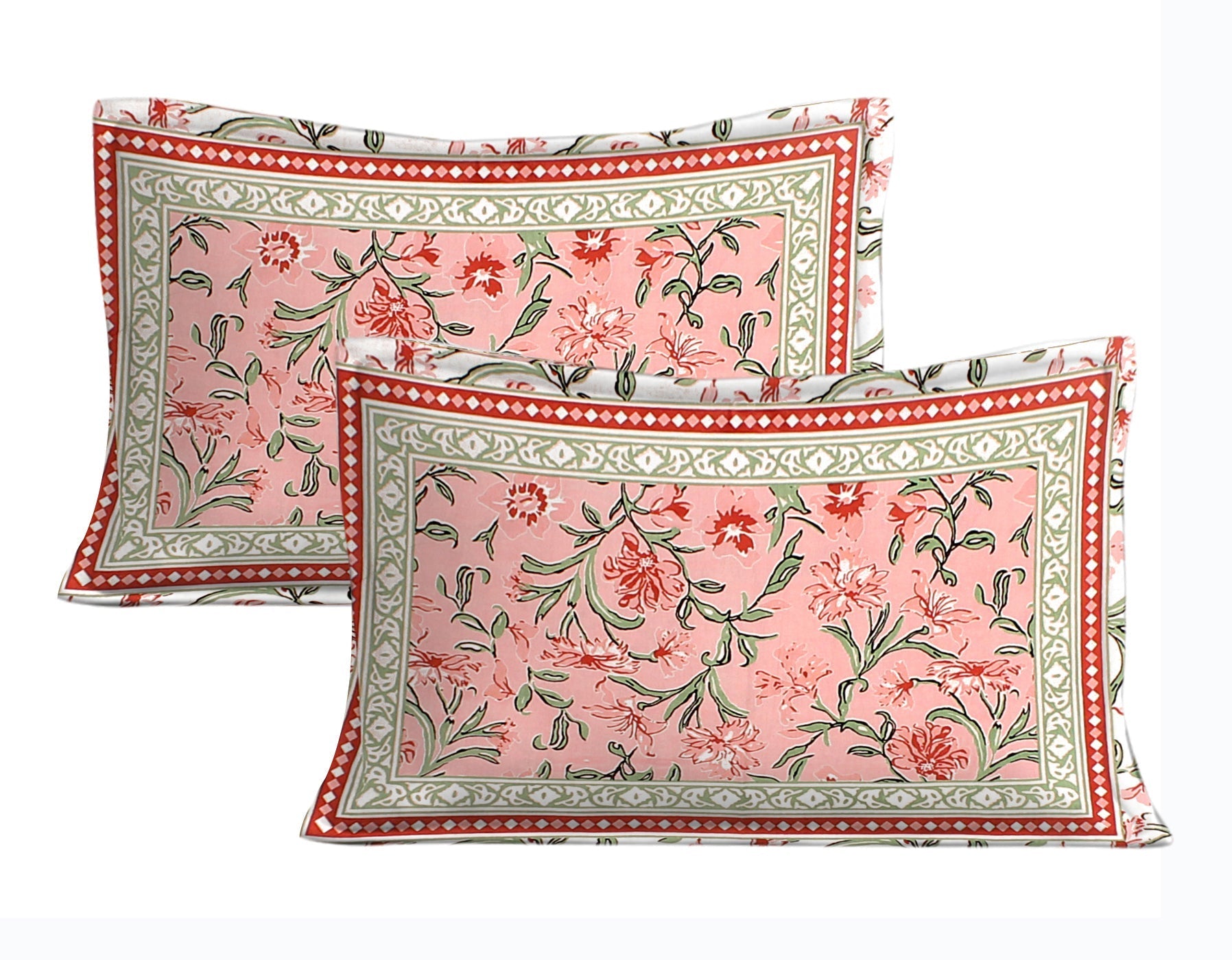 Rudra Bazaar Pink 210 TC Cotton Double King Bedsheet With 2 Pillow Covers