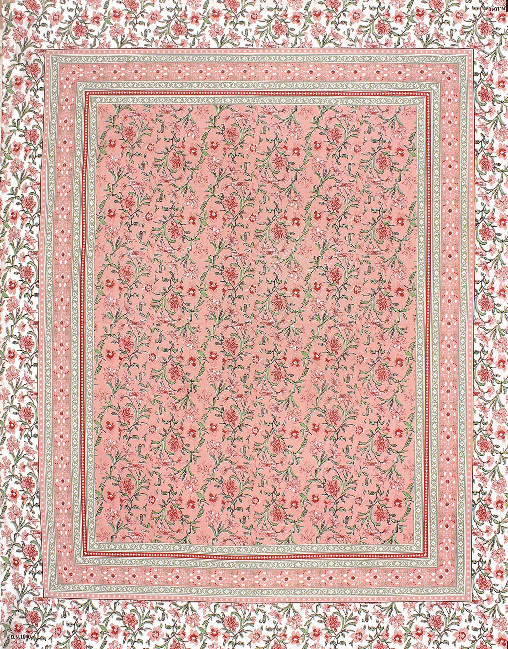 Rudra Bazaar Pink 210 TC Cotton Double King Bedsheet With 2 Pillow Covers