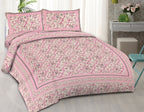 Rudra Bazaar Pink 210 TC Cotton Double King Bedsheet With 2 Pillow Covers