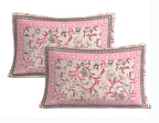 Rudra Bazaar Pink 210 TC Cotton Double King Bedsheet With 2 Pillow Covers