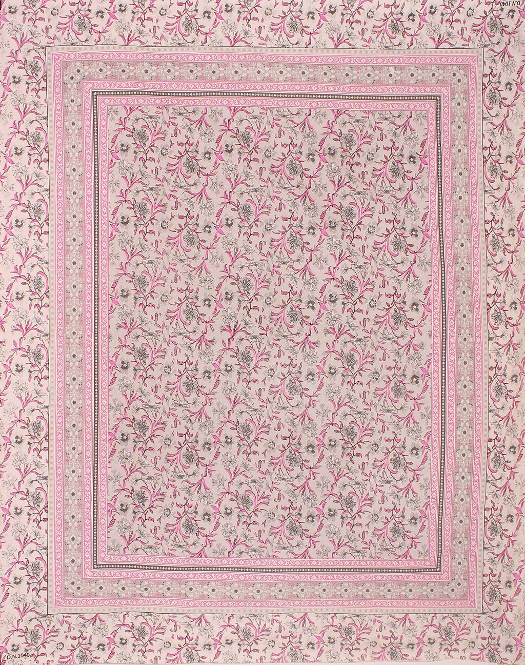 Rudra Bazaar Pink 210 TC Cotton Double King Bedsheet With 2 Pillow Covers