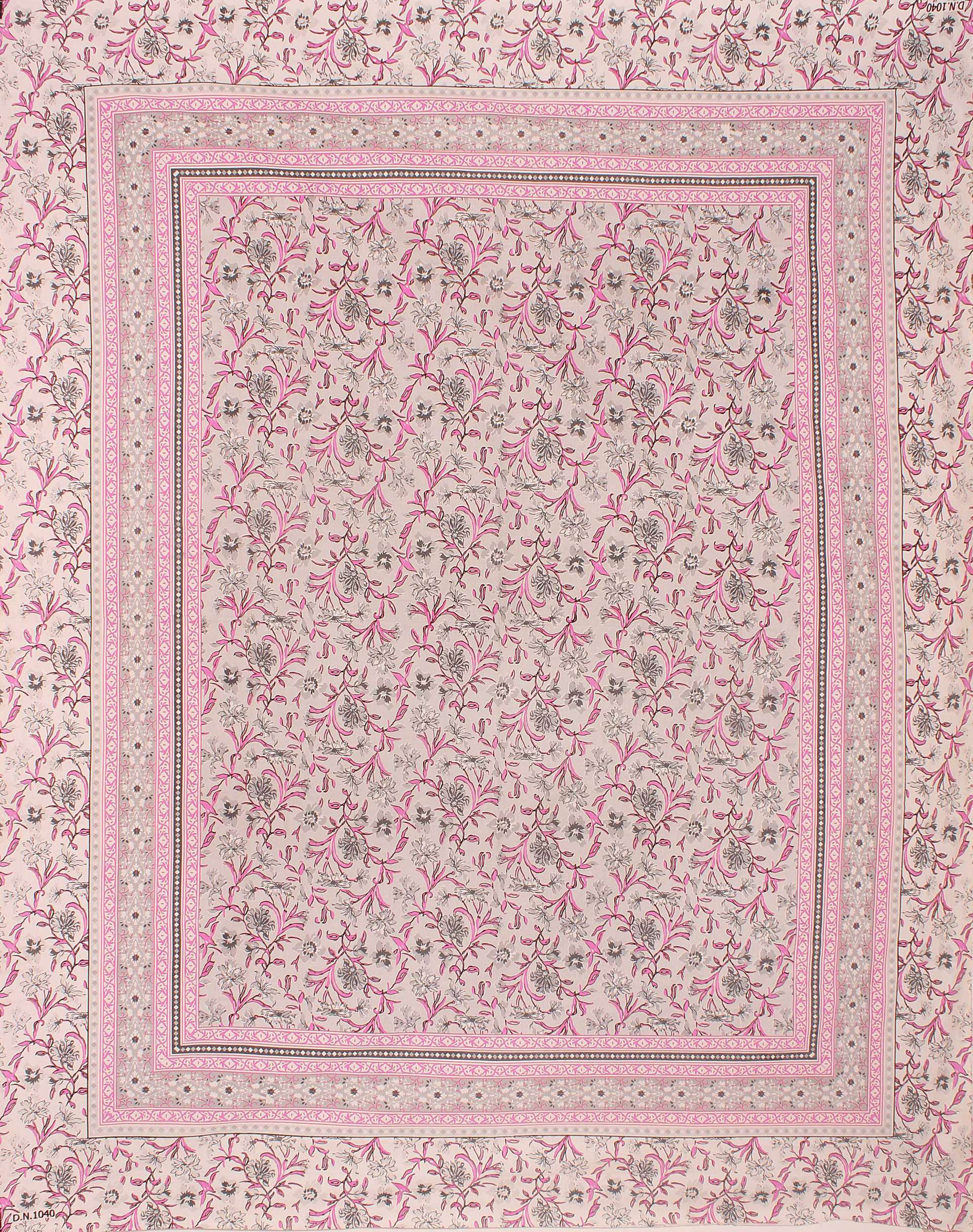 Rudra Bazaar Pink 210 TC Cotton Double King Bedsheet With 2 Pillow Covers