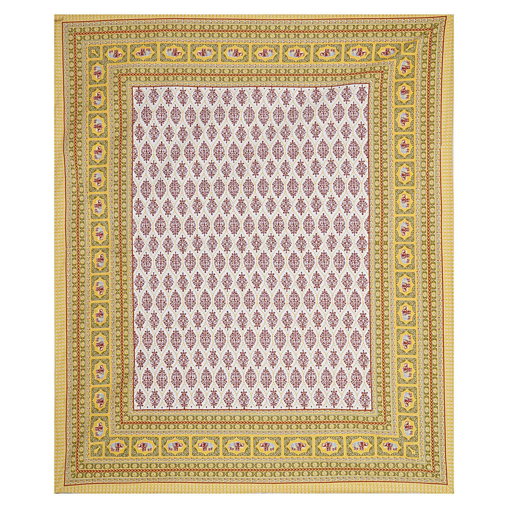 Rudra Bazaar Gold 210 TC Cotton Double King Bedsheet With 2 Pillow Covers