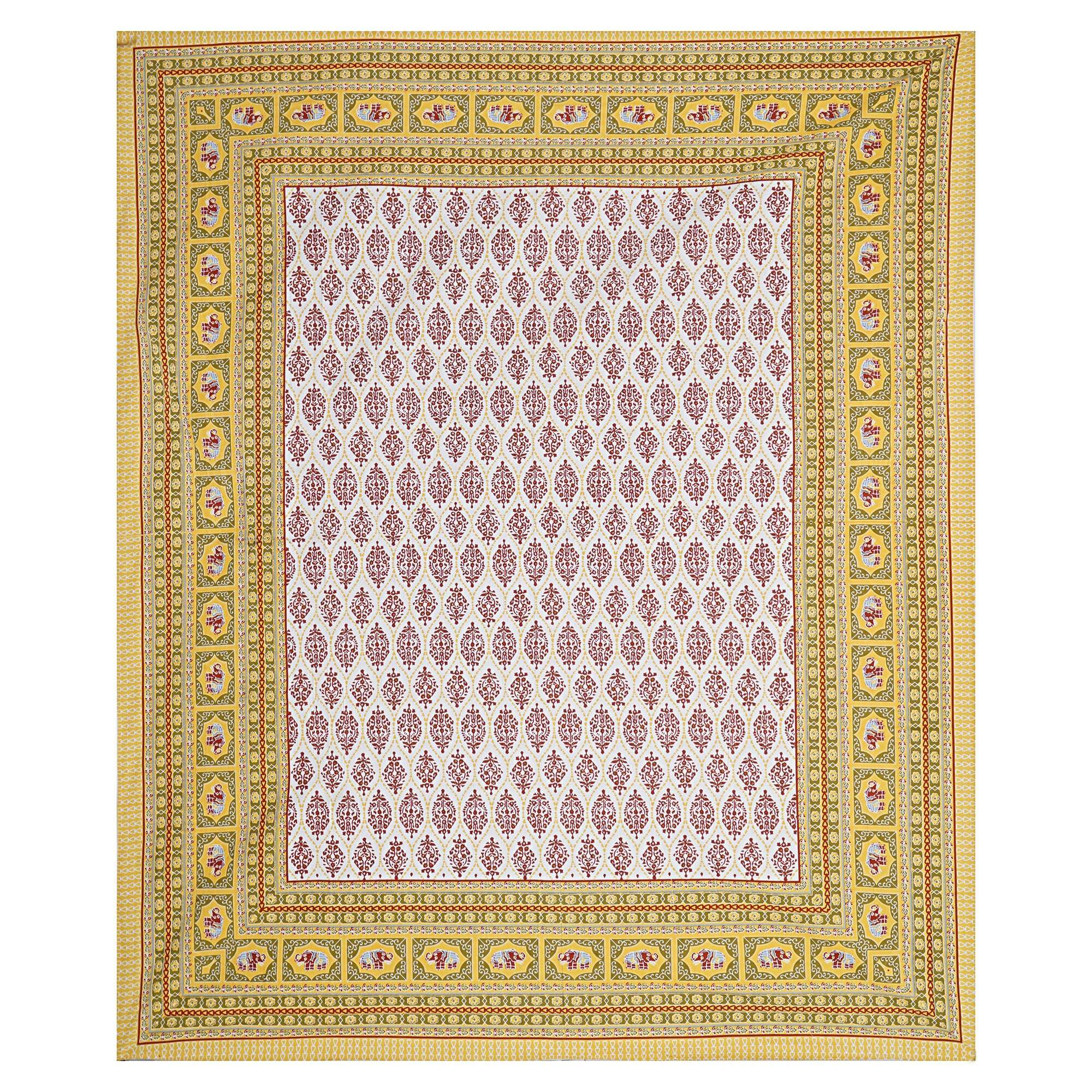 Rudra Bazaar Gold 210 TC Cotton Double King Bedsheet With 2 Pillow Covers