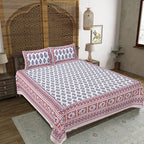 Rudra Bazaar Maroon 210 TC Cotton Double King Bedsheet With 2 Pillow Covers