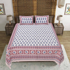 Rudra Bazaar Maroon 210 TC Cotton Double King Bedsheet With 2 Pillow Covers