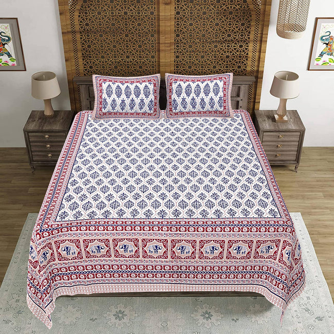 Rudra Bazaar Maroon 210 TC Cotton Double King Bedsheet With 2 Pillow Covers Main Image