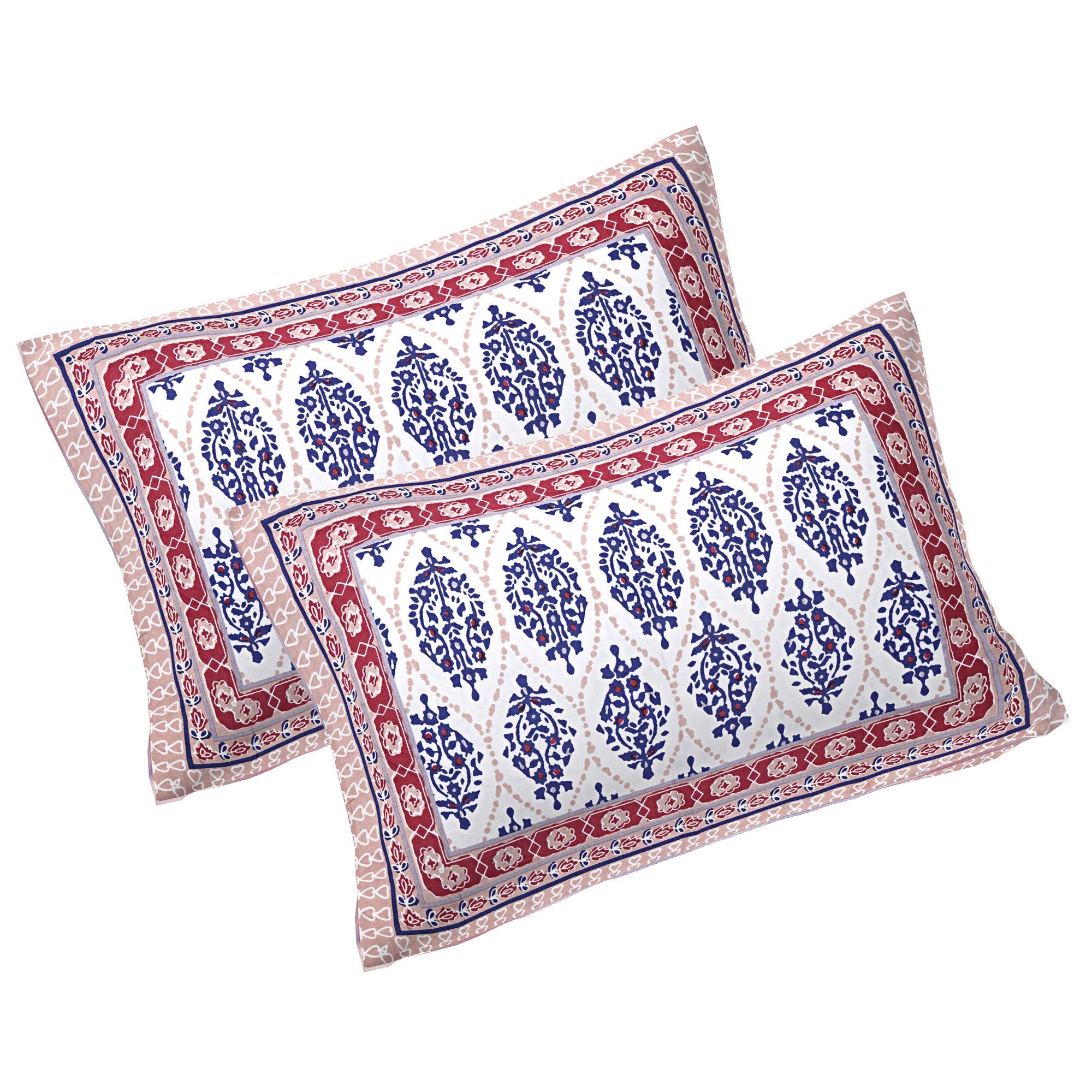 Rudra Bazaar Maroon 210 TC Cotton Double King Bedsheet With 2 Pillow Covers