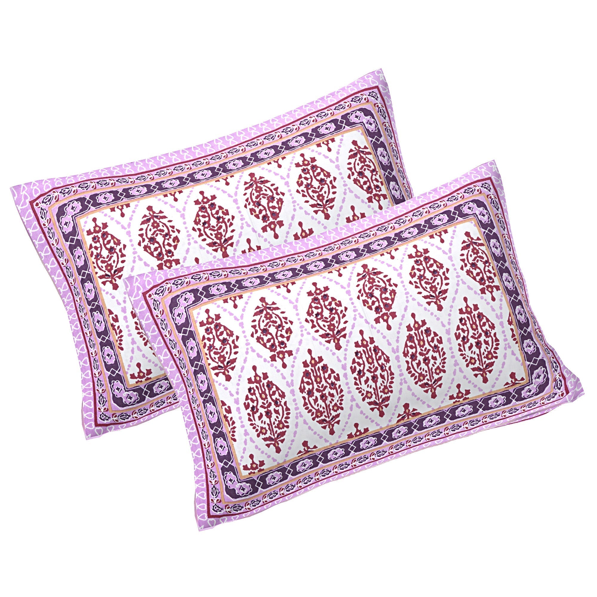 Rudra Bazaar Purple 210 TC Cotton Double King Bedsheet With 2 Pillow Covers