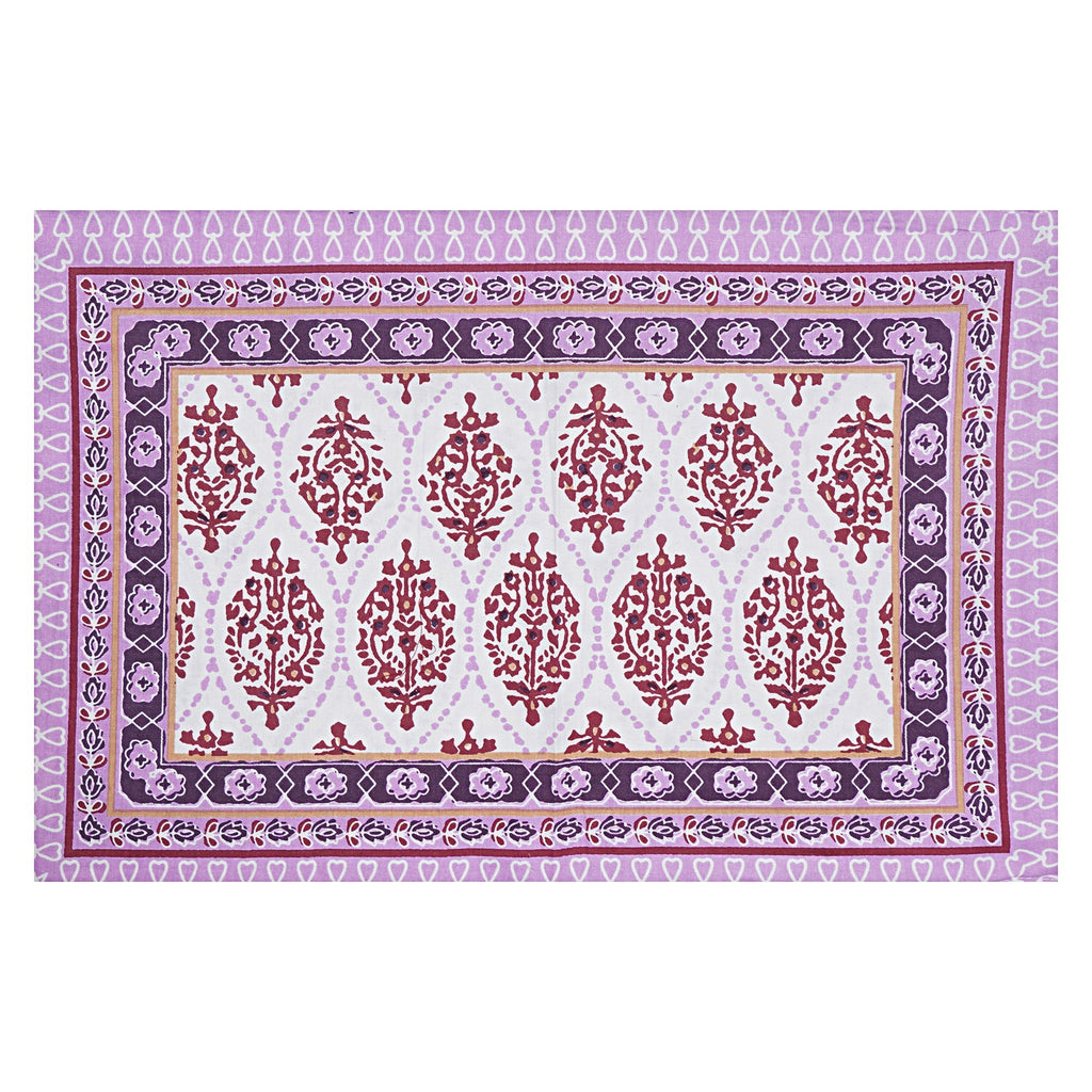 Rudra Bazaar Purple 210 TC Cotton Double King Bedsheet With 2 Pillow Covers