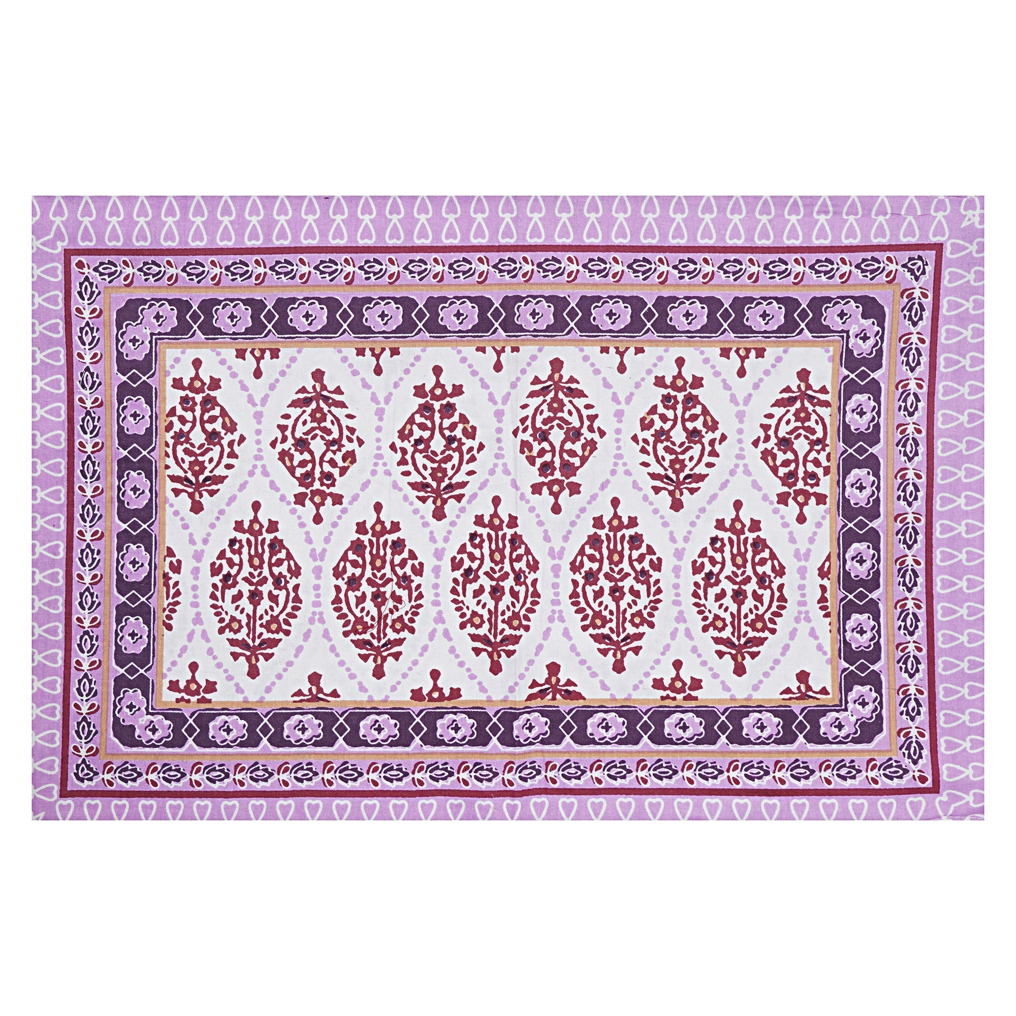 Rudra Bazaar Purple 210 TC Cotton Double King Bedsheet With 2 Pillow Covers