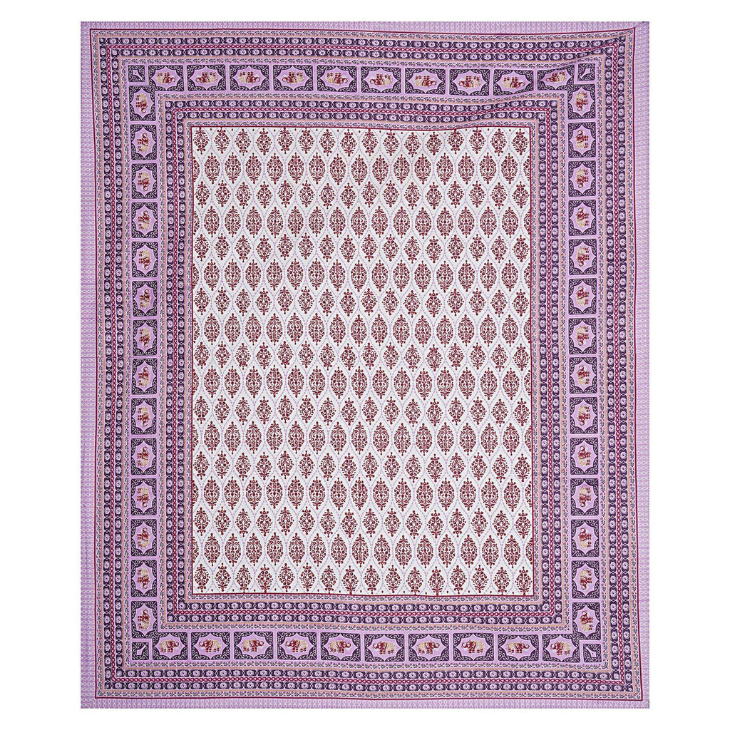 Rudra Bazaar Purple 210 TC Cotton Double King Bedsheet With 2 Pillow Covers