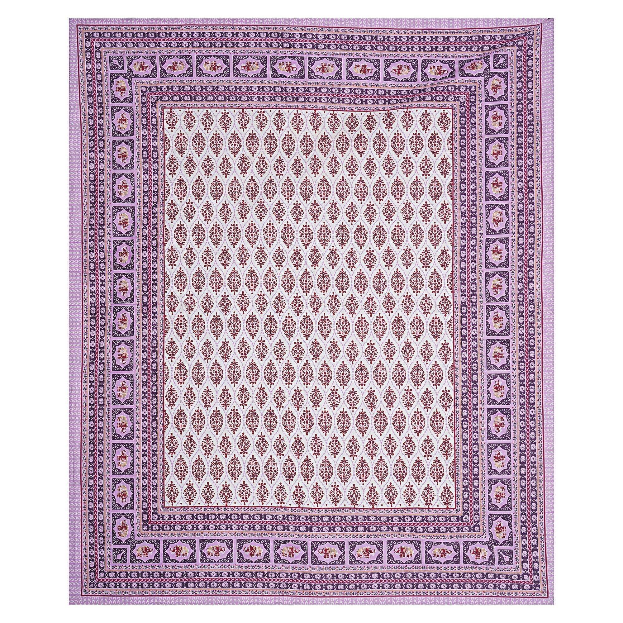 Rudra Bazaar Purple 210 TC Cotton Double King Bedsheet With 2 Pillow Covers