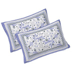 Rudra Bazaar Blue 210 TC Cotton Double King Bedsheet With 2 Pillow Covers