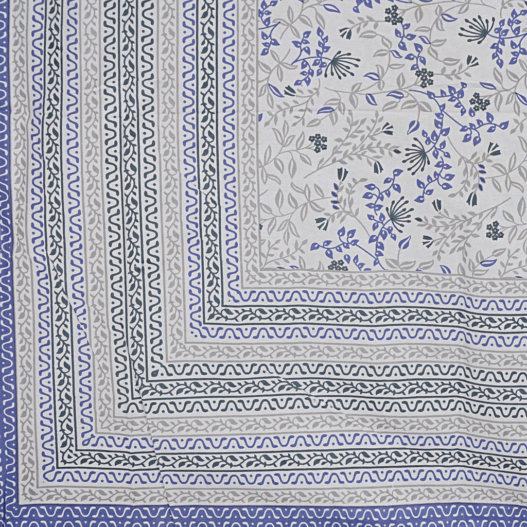 Rudra Bazaar Blue 210 TC Cotton Double King Bedsheet With 2 Pillow Covers