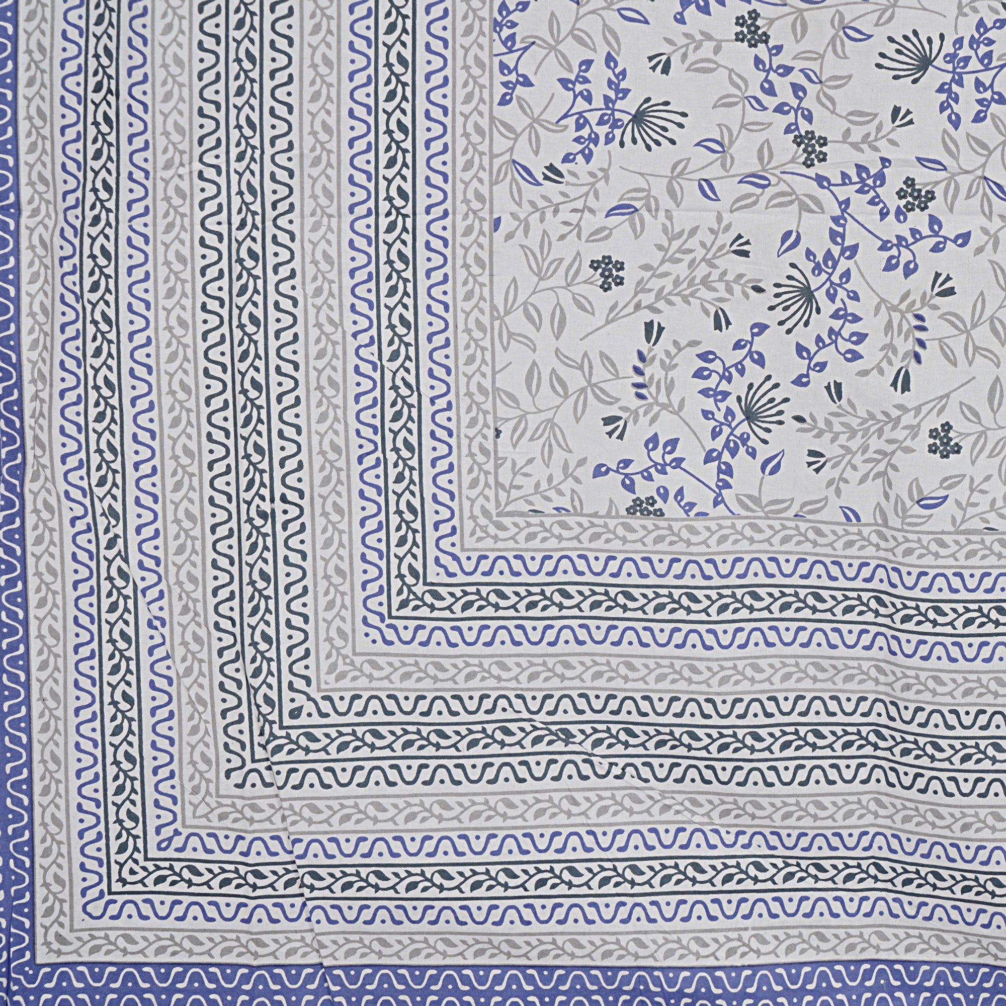 Rudra Bazaar Blue 210 TC Cotton Double King Bedsheet With 2 Pillow Covers