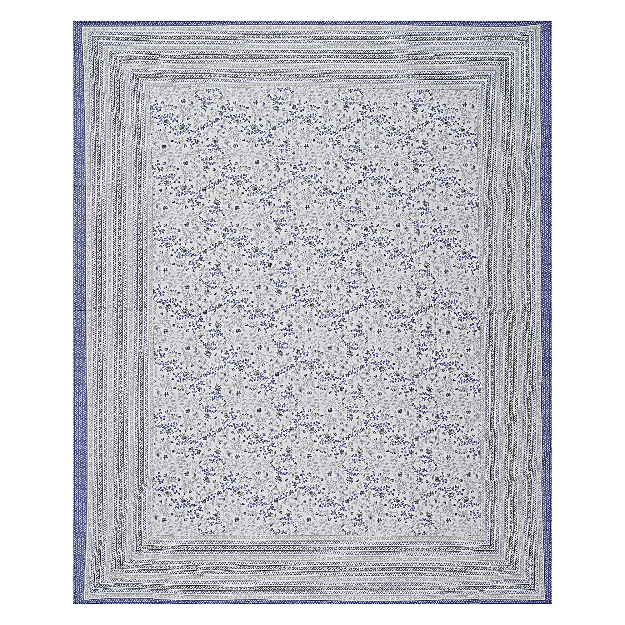 Rudra Bazaar Blue 210 TC Cotton Double King Bedsheet With 2 Pillow Covers