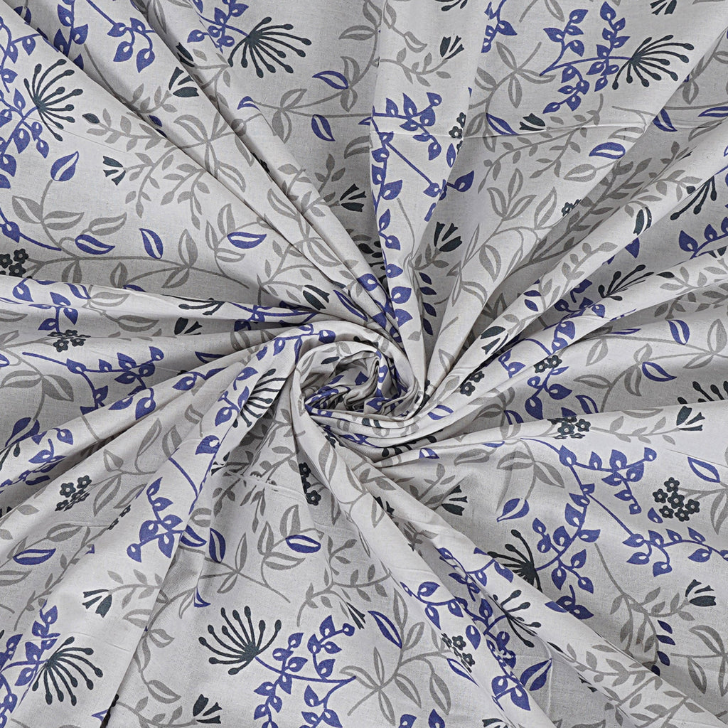 Rudra Bazaar Blue 210 TC Cotton Double King Bedsheet With 2 Pillow Covers