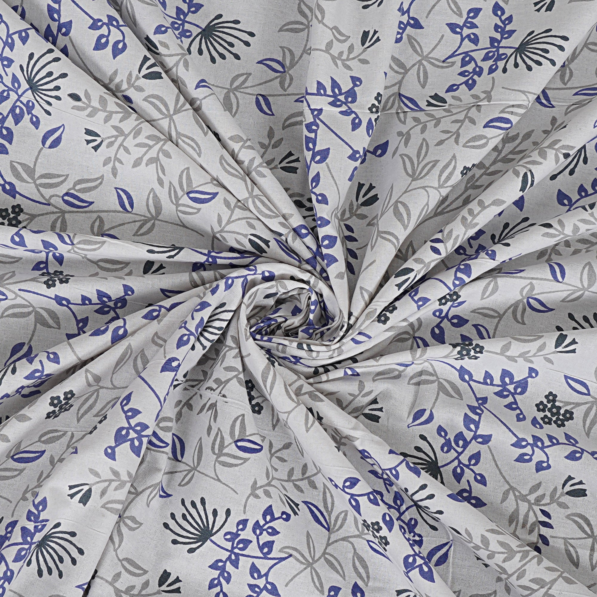 Rudra Bazaar Blue 210 TC Cotton Double King Bedsheet With 2 Pillow Covers