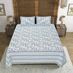 Rudra Bazaar Green 210 TC Cotton Double King Bedsheet With 2 Pillow Covers