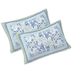 Rudra Bazaar Green 210 TC Cotton Double King Bedsheet With 2 Pillow Covers