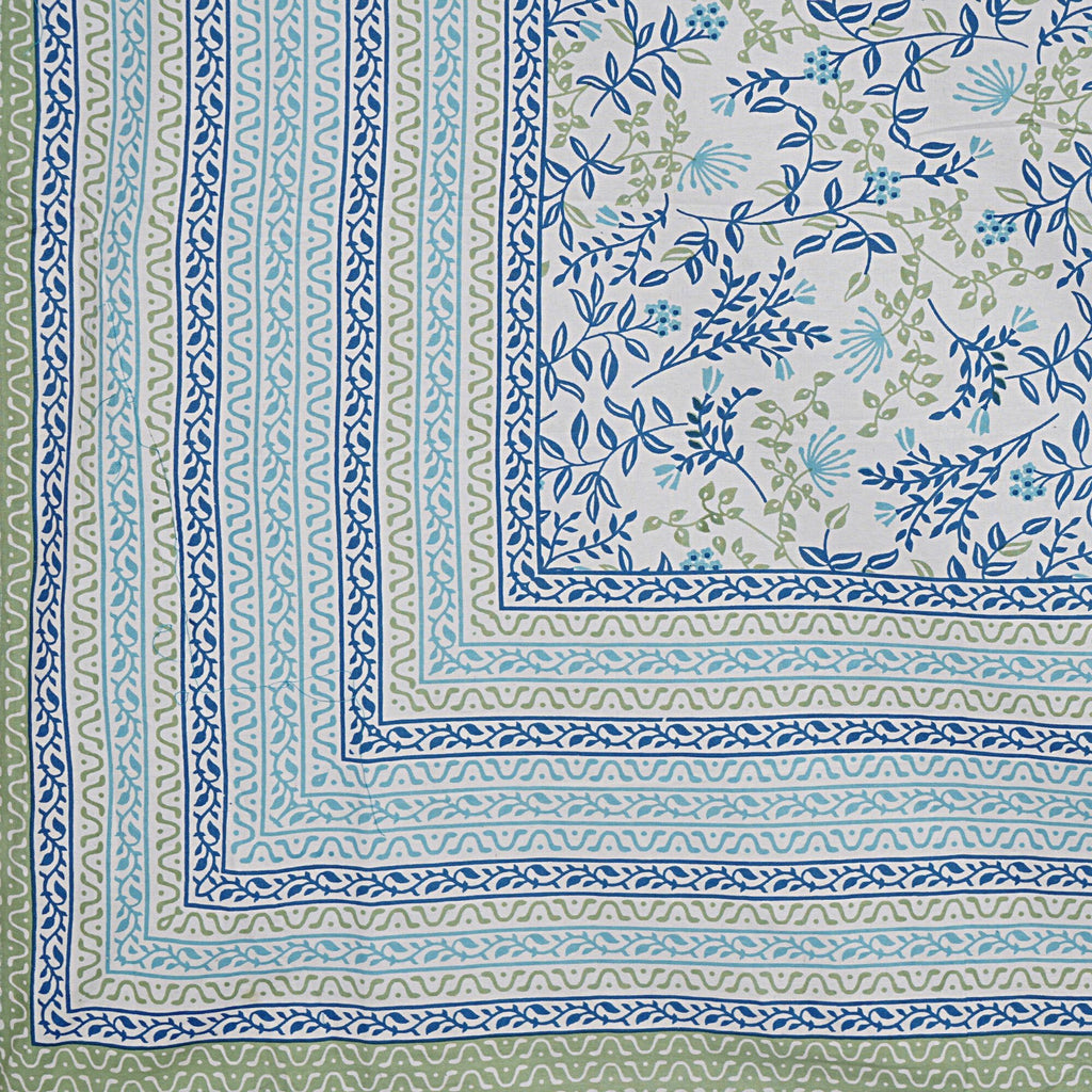 Rudra Bazaar Green 210 TC Cotton Double King Bedsheet With 2 Pillow Covers