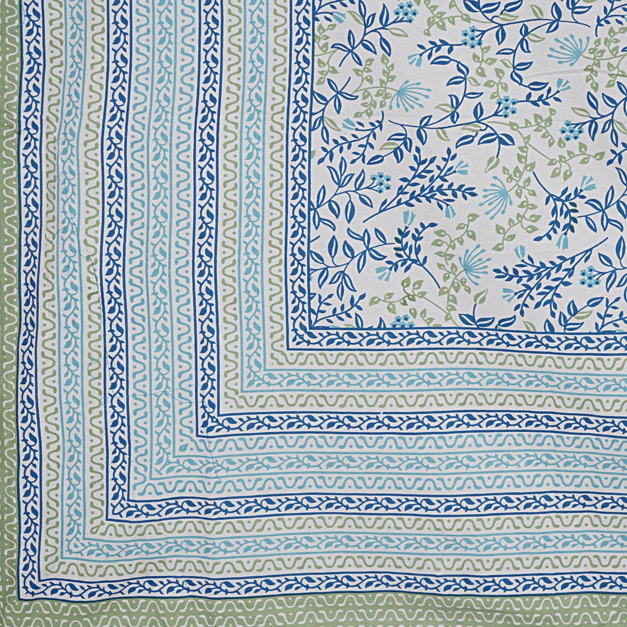 Rudra Bazaar Green 210 TC Cotton Double King Bedsheet With 2 Pillow Covers