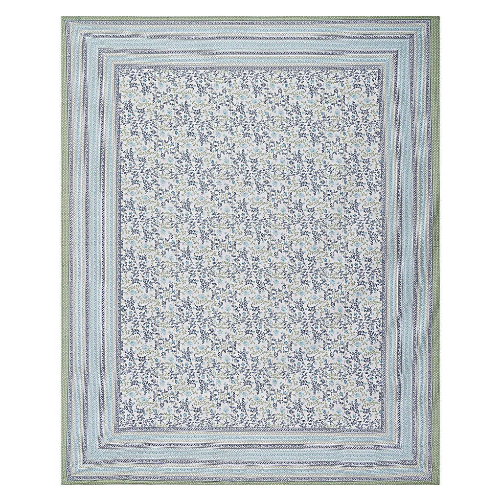 Rudra Bazaar Green 210 TC Cotton Double King Bedsheet With 2 Pillow Covers