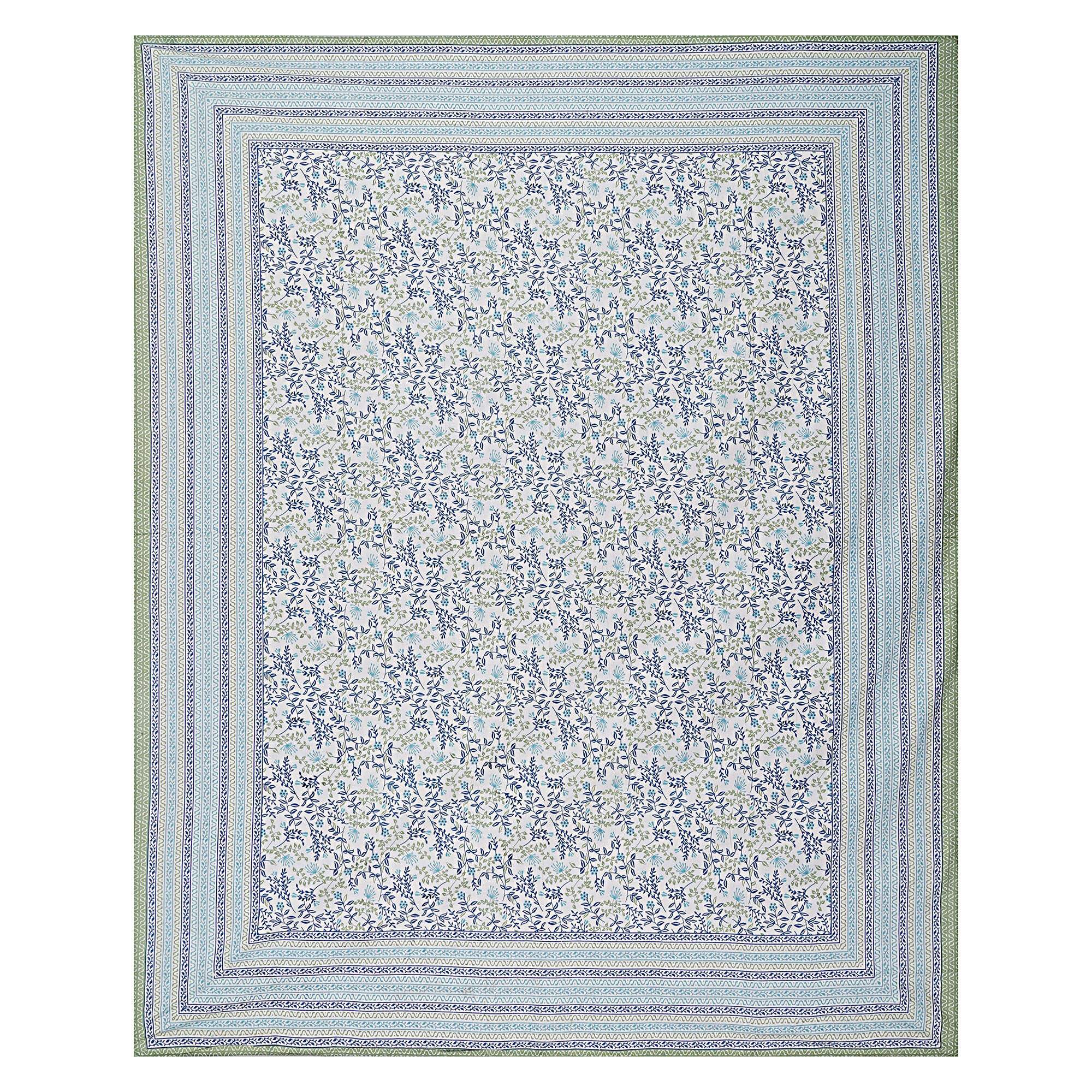 Rudra Bazaar Green 210 TC Cotton Double King Bedsheet With 2 Pillow Covers