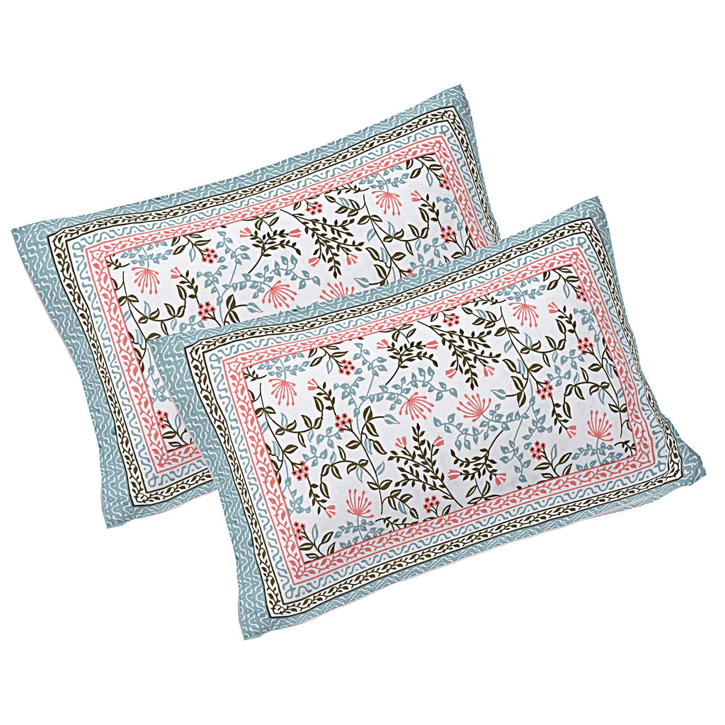 Rudra Bazaar Grey 210 TC Cotton Double King Bedsheet With 2 Pillow Covers