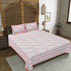 Rudra Bazaar Orange 210 TC Cotton Double King Bedsheet With 2 Pillow Covers