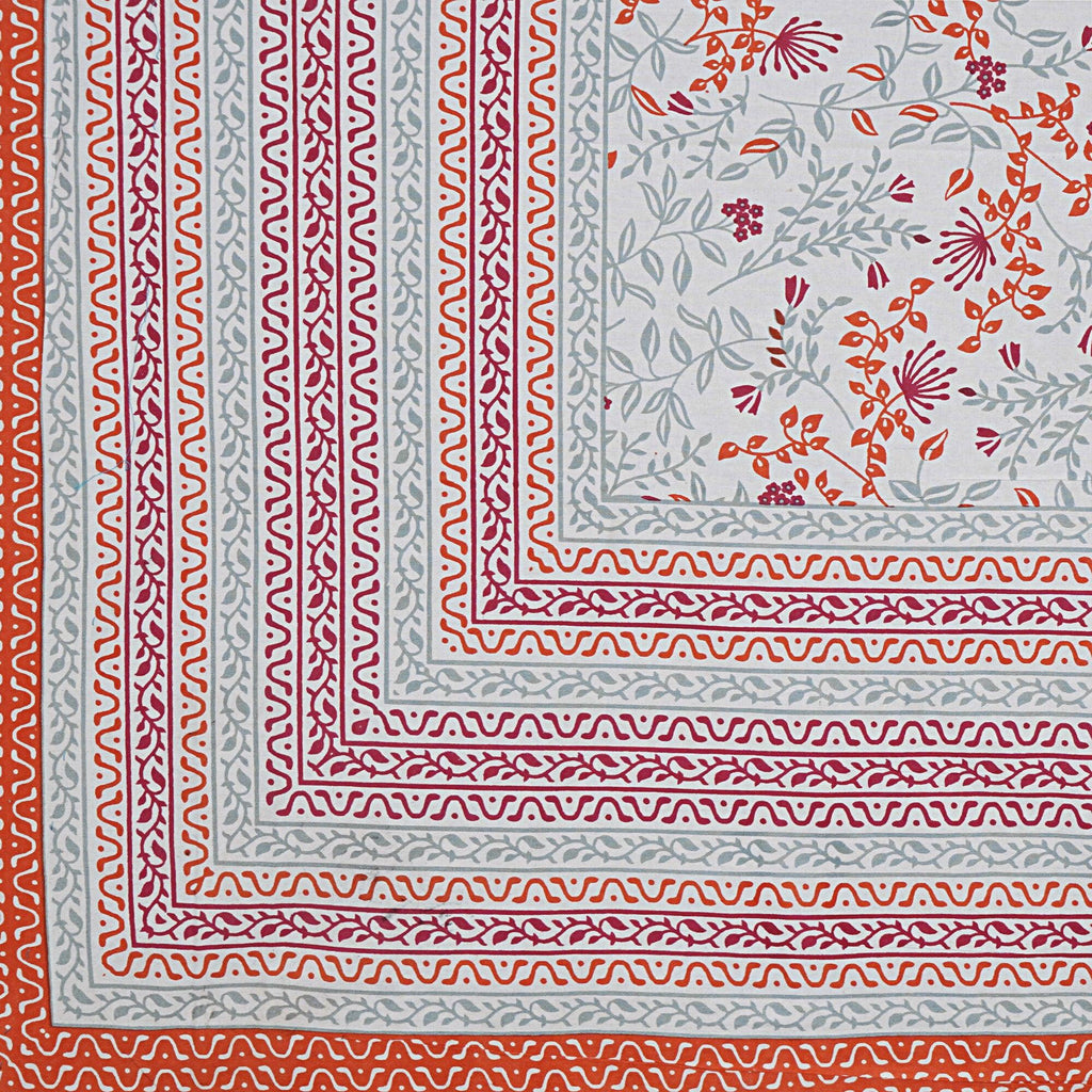 Rudra Bazaar Orange 210 TC Cotton Double King Bedsheet With 2 Pillow Covers