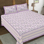 Rudra Bazaar Purple 210 TC Cotton Double King Bedsheet With 2 Pillow Covers