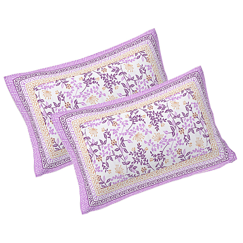 Rudra Bazaar Purple 210 TC Cotton Double King Bedsheet With 2 Pillow Covers