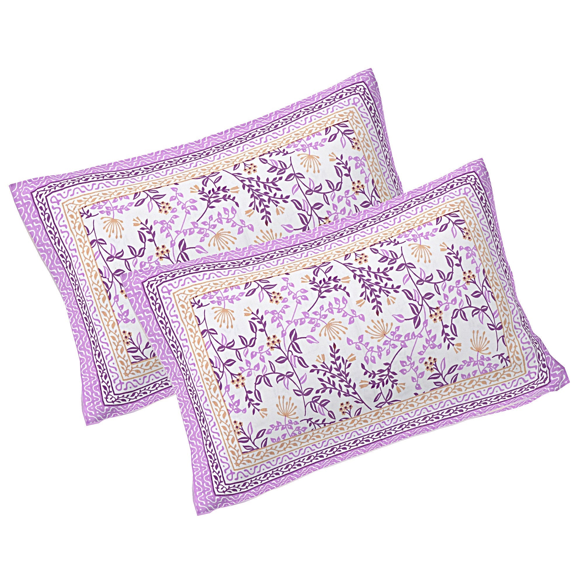 Rudra Bazaar Purple 210 TC Cotton Double King Bedsheet With 2 Pillow Covers