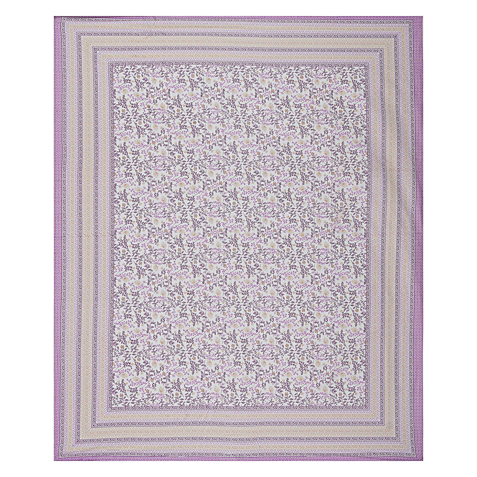 Rudra Bazaar Purple 210 TC Cotton Double King Bedsheet With 2 Pillow Covers