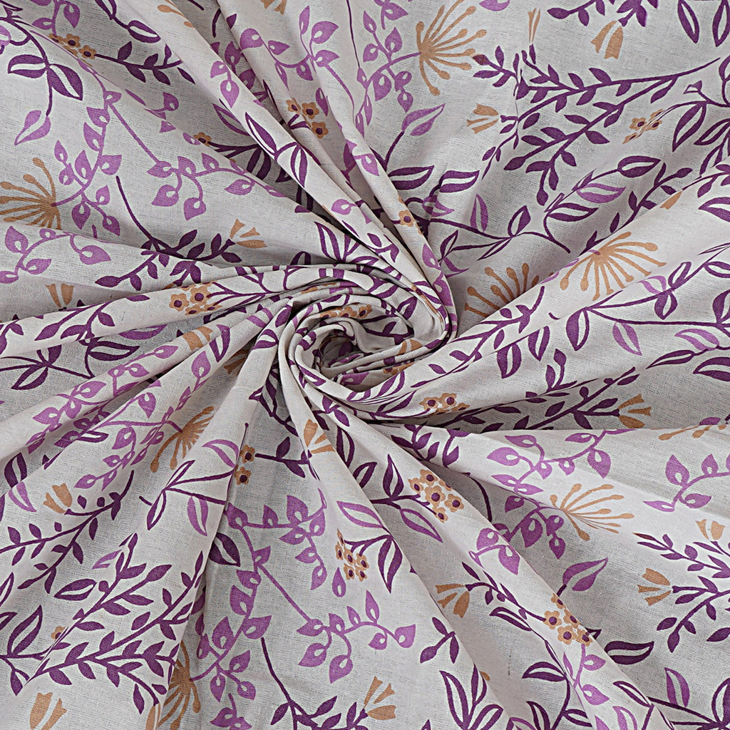 Rudra Bazaar Purple 210 TC Cotton Double King Bedsheet With 2 Pillow Covers