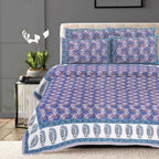 Rudra Bazaar Multi 210 TC Cotton Double King Bedsheet With 2 Pillow Covers