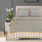 Rudra Bazaar Multi 210 TC Cotton Double King Bedsheet With 2 Pillow Covers