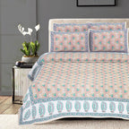 Rudra Bazaar Multi 210 TC Cotton Double King Bedsheet With 2 Pillow Covers