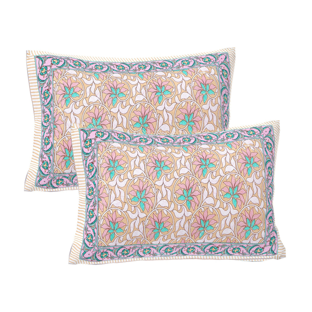 Rudra Bazaar Multi 210 TC Cotton Double King Bedsheet With 2 Pillow Covers