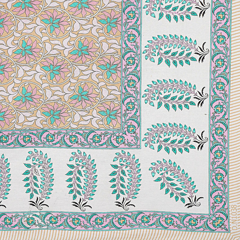 Rudra Bazaar Multi 210 TC Cotton Double King Bedsheet With 2 Pillow Covers